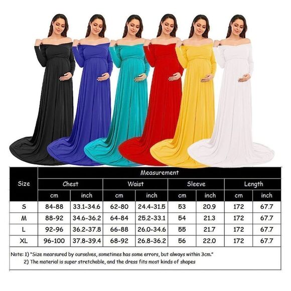 NEW Maternity Off Shoulder Half Circle Gown Photo Shoot Maxi Dress S - Picture 3 of 3